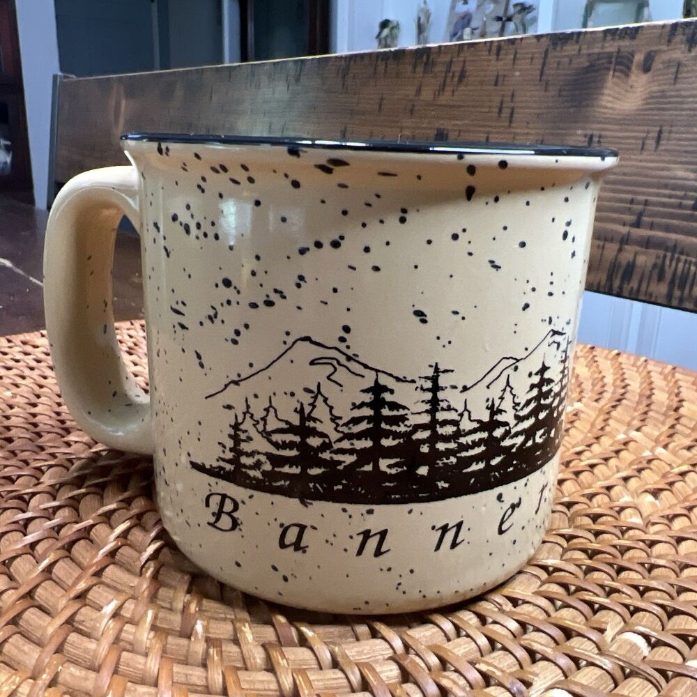 Banner Elk , NC Speckled Stoneware Mug Cabin Core Mountains Country Core